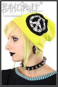 "Peace" Beanie, lang - neon gelb