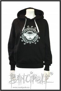 "Nachtfalter Mandala" fair trade Pullover - schwarz